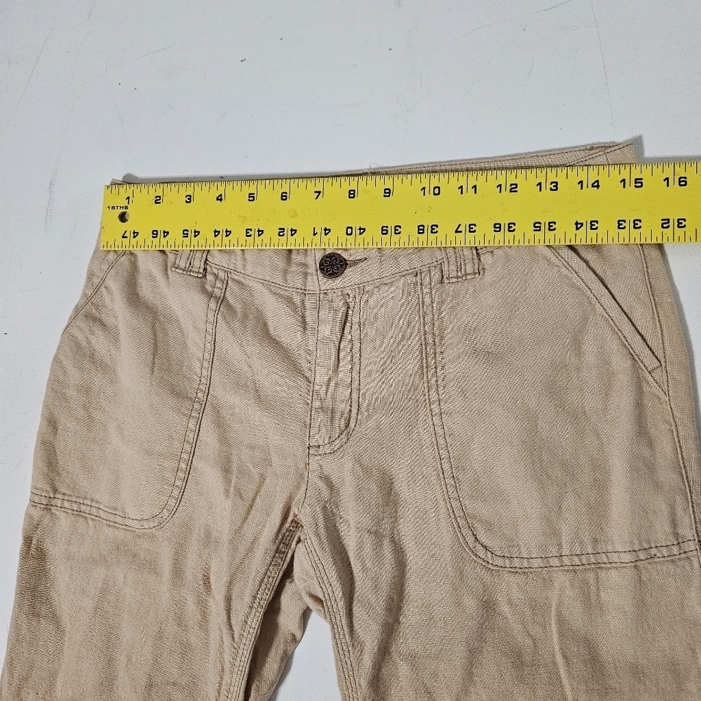 Free People Flared Linen Blend Womens Pants Two Toned Tan Combo Size 4 B13 - Picture 6 of 10
